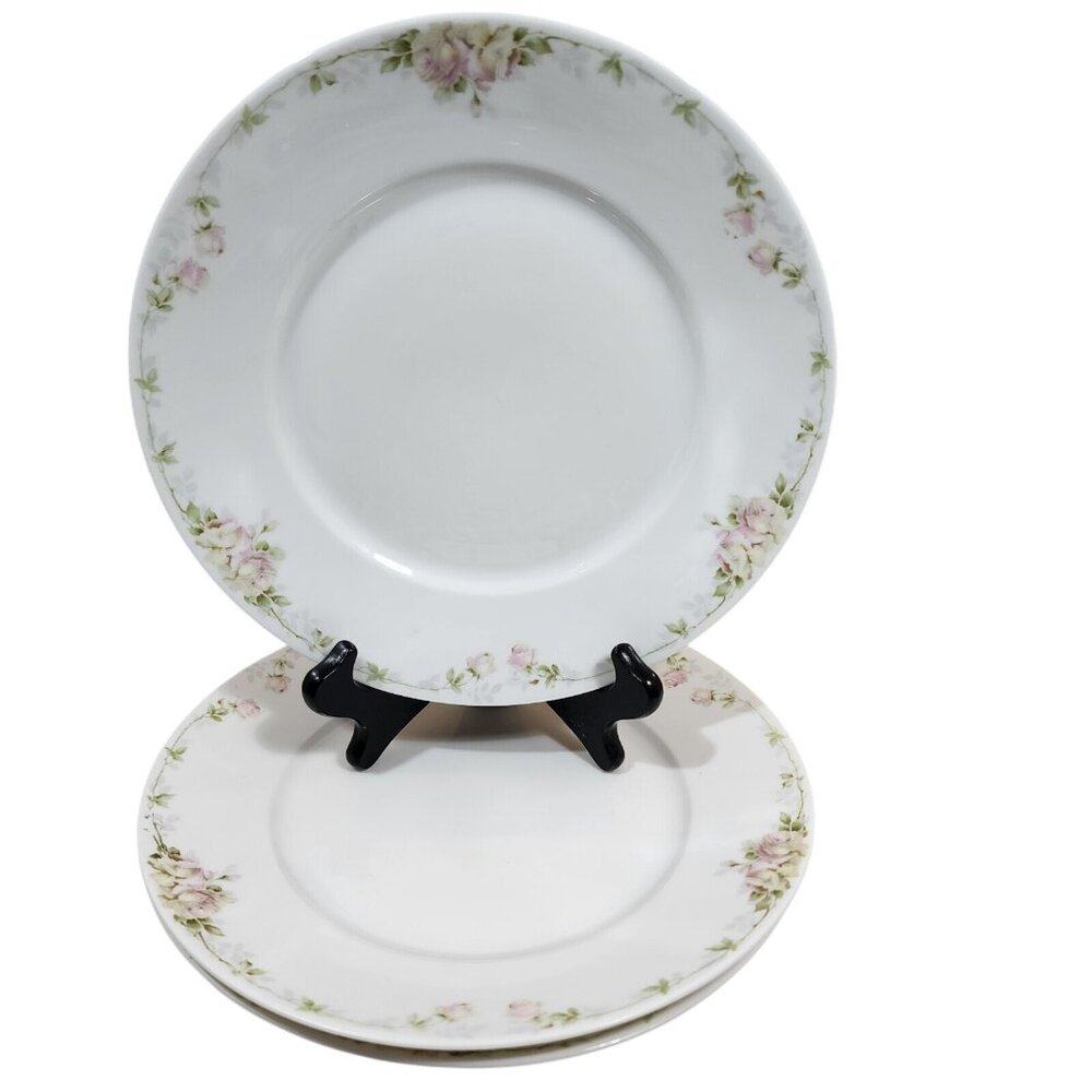 3 Rosenthal Pink Roses Dinner Plate 10" Donatello 1930s Bavaria antique vintage - Picture 7 of 10